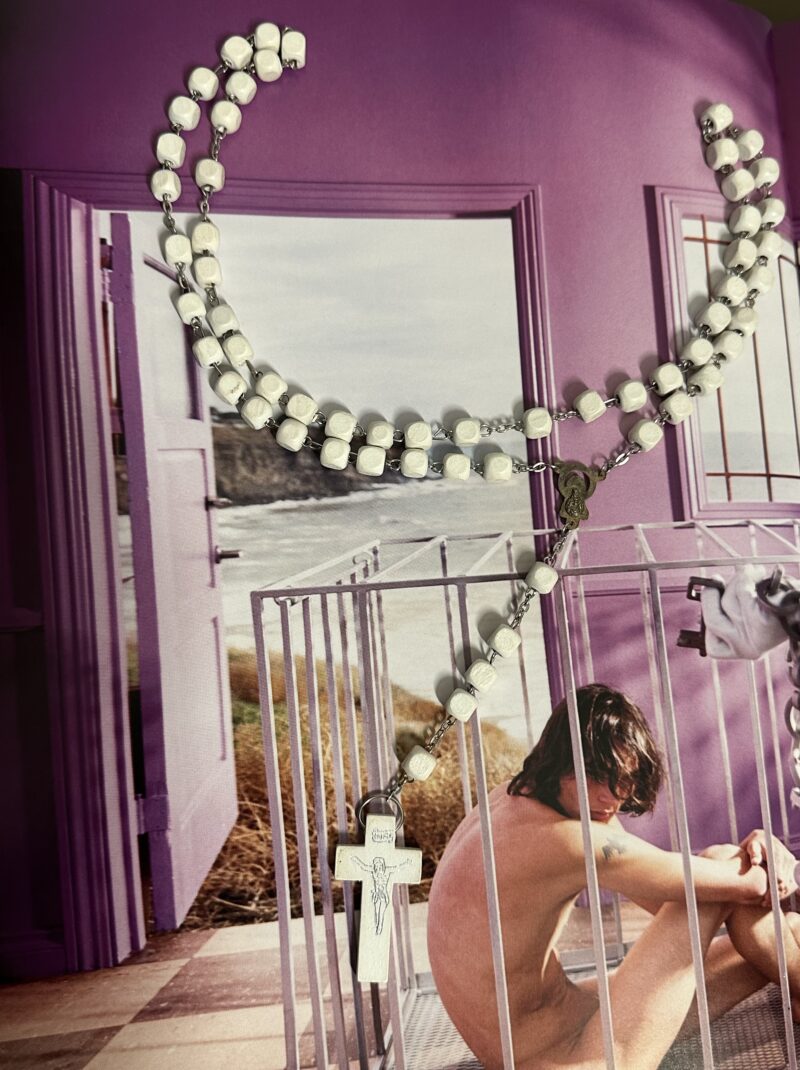 1999 cross rosary white wood